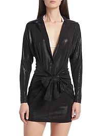 Tie-Front Mini Shirtdress