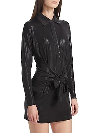 Tie-Front Mini Shirtdress