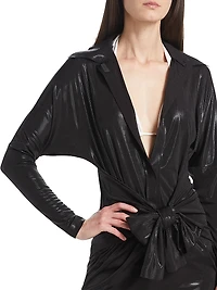 Tie-Front Mini Shirtdress
