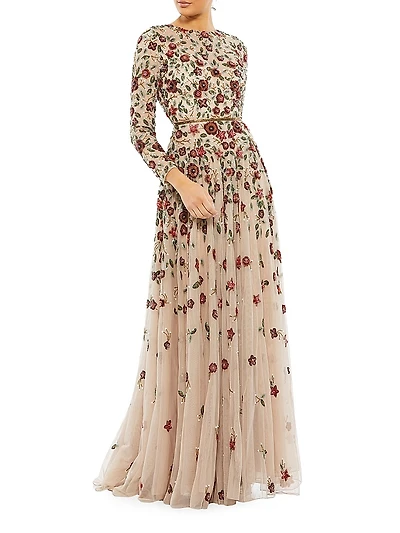 Floral Sequined Gown