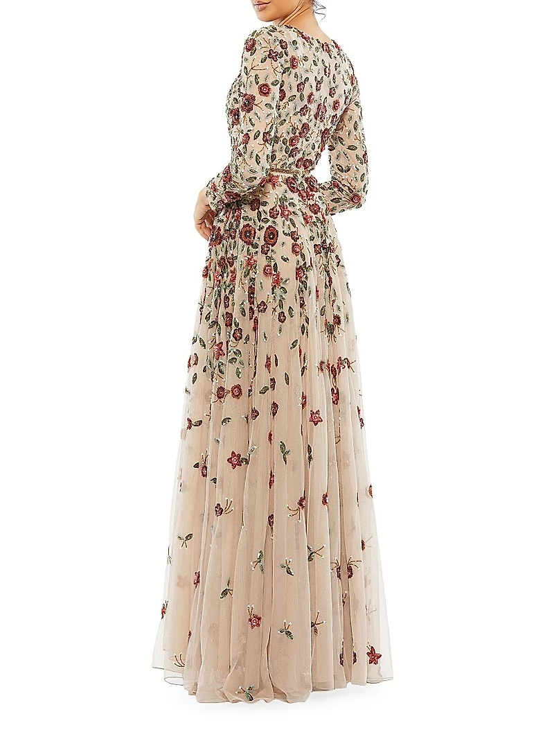 Floral Sequined Gown