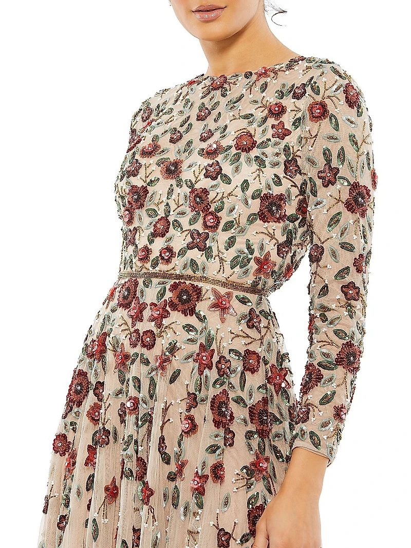 Floral Sequined Gown