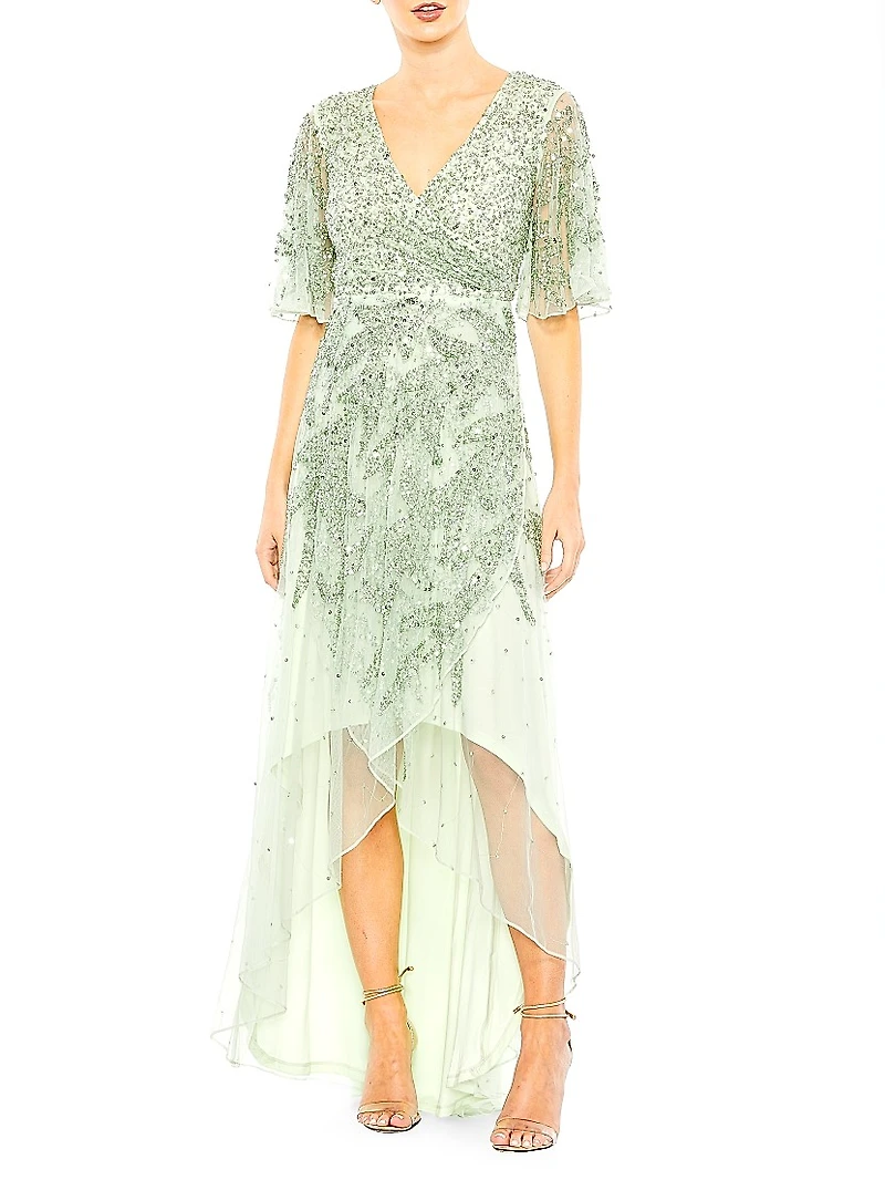 Metallic High-Low Gown