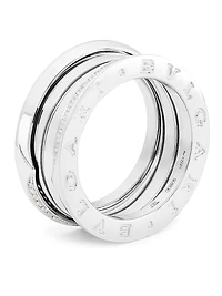 B.Zero1 18K White Gold & Diamond Three-Band Ring