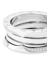 B.Zero1 18K White Gold & Diamond Three-Band Ring