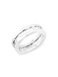 B.zero1 18K White Gold Logo Band Ring