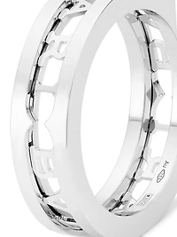 B.zero1 18K White Gold Logo Band Ring