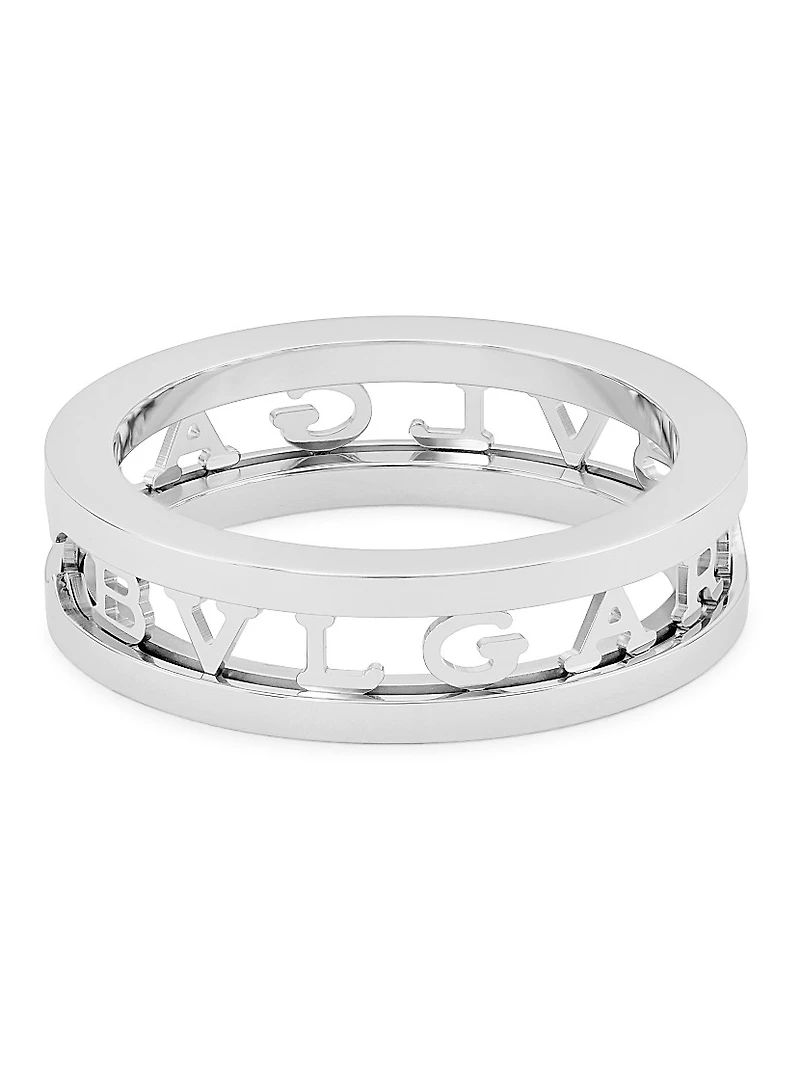B.zero1 18K White Gold Logo Band Ring
