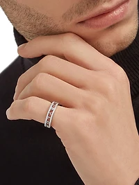 B.zero1 18K White Gold Logo Band Ring