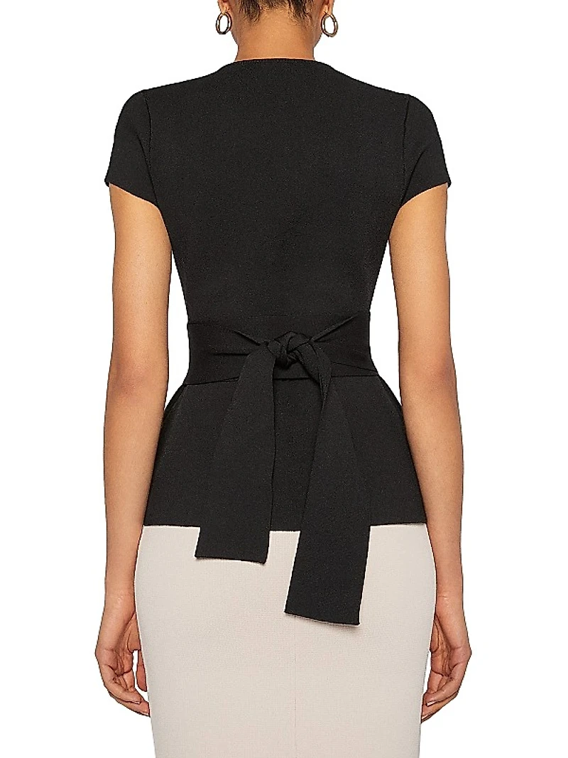 Belted Crepe Knit Jacket