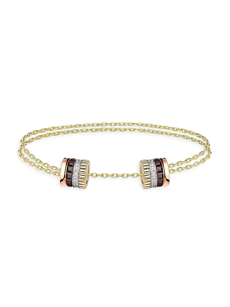 Quatre Classique Tri-Tone 18K Gold & 0.24 TCW Diamond Chain Bracelet