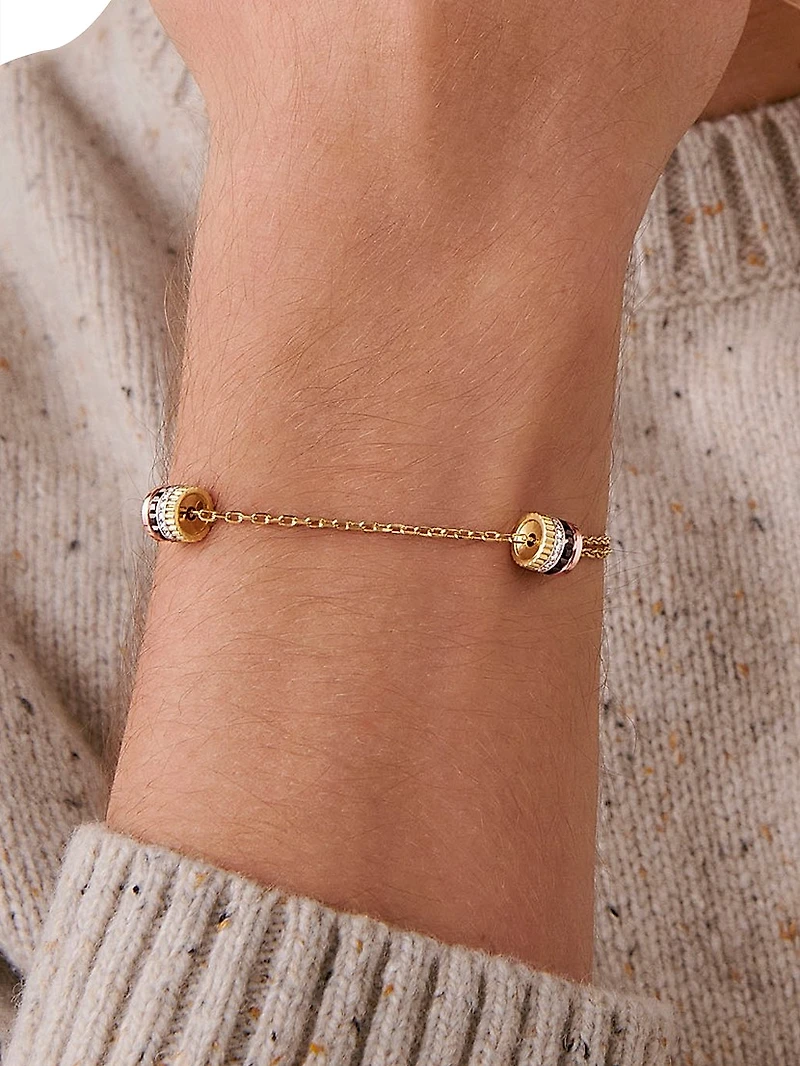 Quatre Classique Tri-Tone 18K Gold & 0.24 TCW Diamond Chain Bracelet