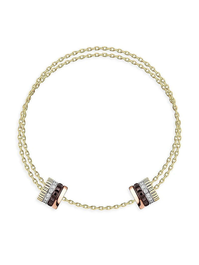 Quatre Classique Tri-Tone 18K Gold & 0.24 TCW Diamond Chain Bracelet