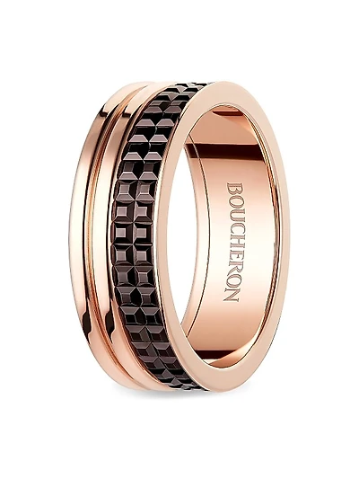 Quatre Classique Two-Tone 18K Gold & Brown PVD Large Wedding Band