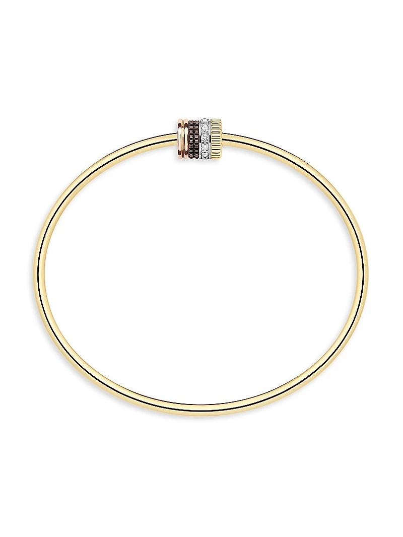 Quatre Classique Tri-Tone 18K Gold, 0.11 TCW Diamond, & PVD Bangle