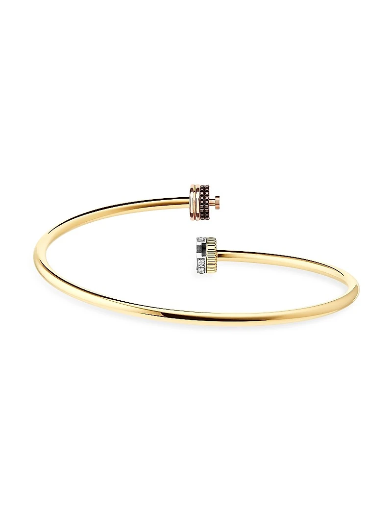 Quatre Classique Tri-Tone 18K Gold, 0.11 TCW Diamond, & PVD Bangle