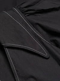 Cotton Poplin V-Neck Midi-Dress