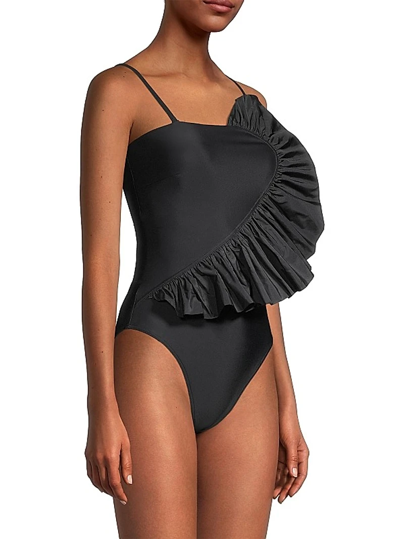 Sarita Ruffled Cutout One-Piece Swimsuit