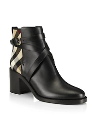 Pryle House Check & Leather Ankle Boots