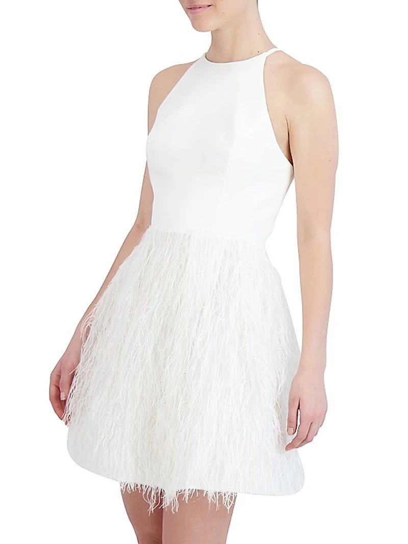 Sleeveless Faux-Feather Minidress