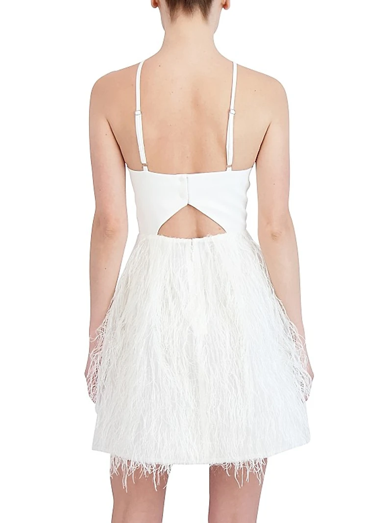 Sleeveless Faux-Feather Minidress