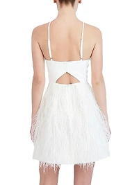 Sleeveless Faux-Feather Minidress