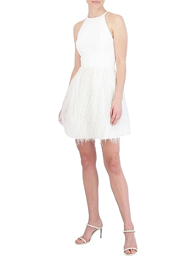 Sleeveless Faux-Feather Minidress