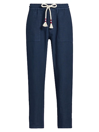 Solid Drawstring Lounge Linen Pants