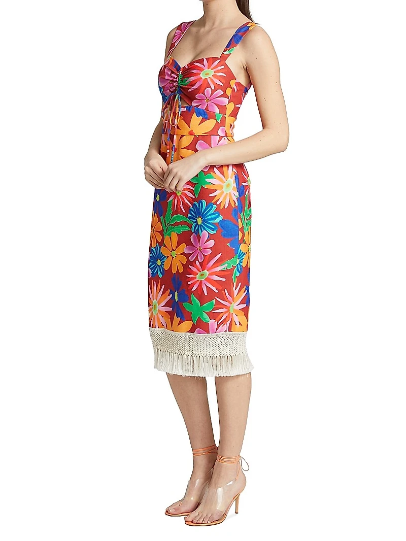 Aster Fringe Trim Midi-Dress