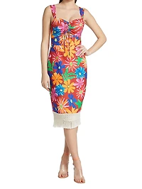 Aster Fringe Trim Midi-Dress
