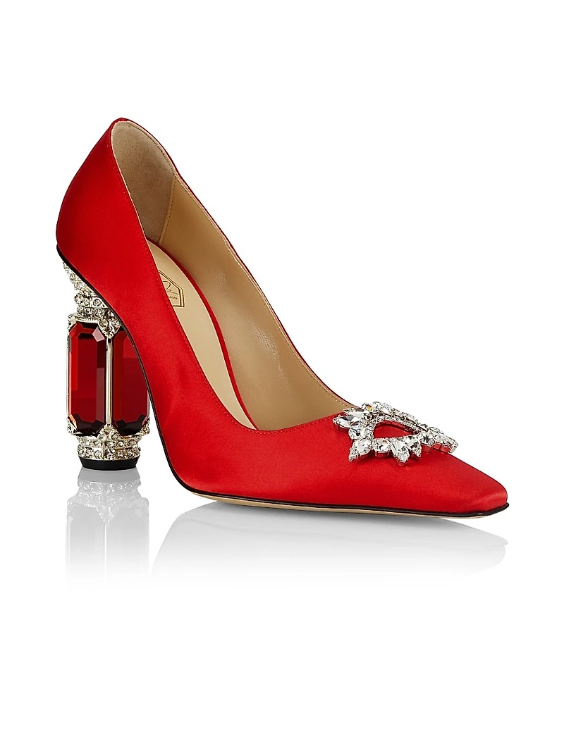 Aurum 102MM Satin Crystal-Embellished Pumps