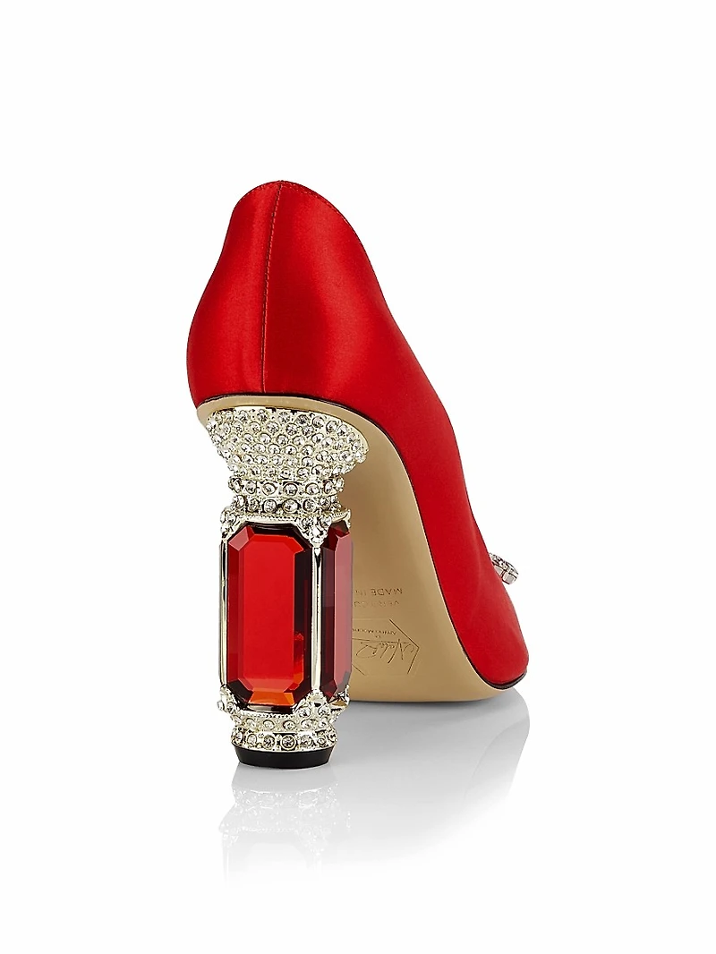 Aurum 102MM Satin Crystal-Embellished Pumps