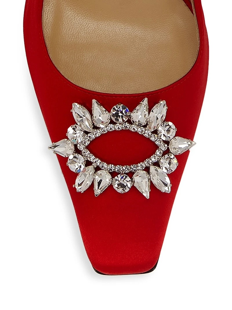 Aurum 102MM Satin Crystal-Embellished Pumps