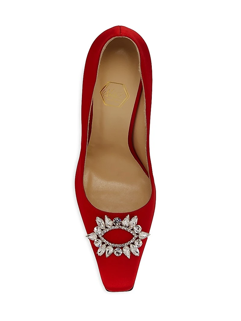 Aurum 102MM Satin Crystal-Embellished Pumps