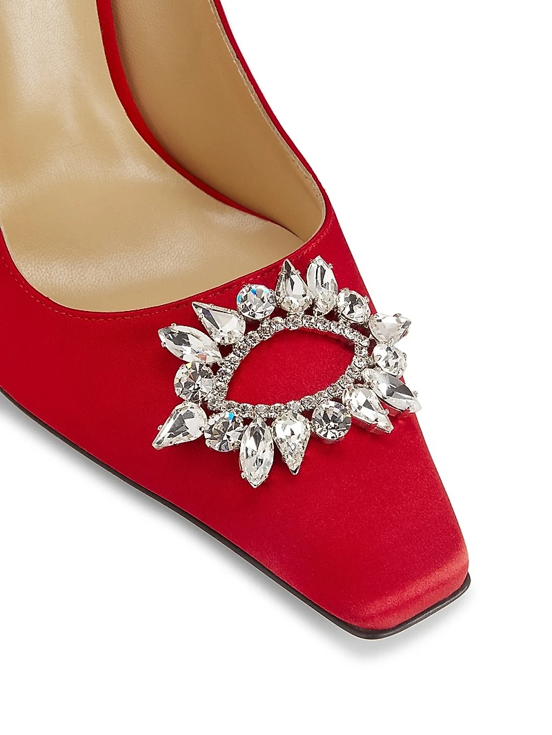 Aurum 102MM Satin Crystal-Embellished Pumps