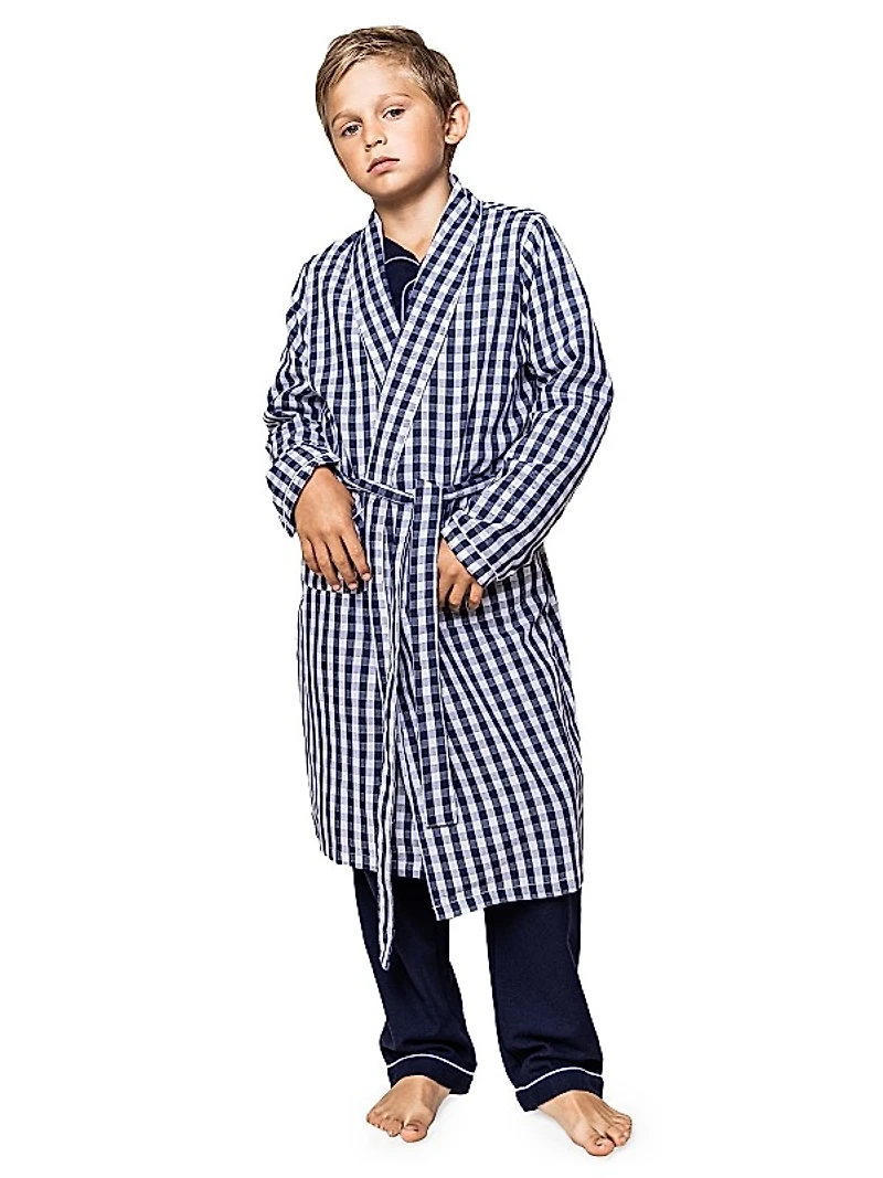 Little Boy's & Boy's Gingham Print Robe