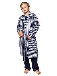 Little Boy's & Boy's Gingham Print Robe