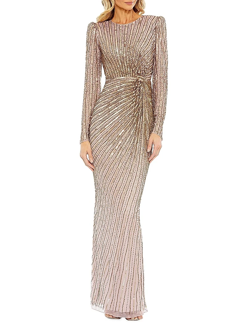 Embellished Knotted Column Gown