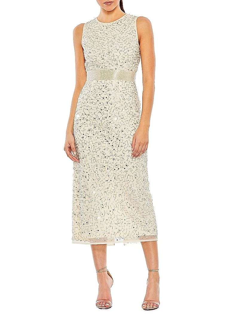 Embellished Belted Cocktail Dress