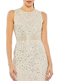 Embellished Belted Cocktail Dress