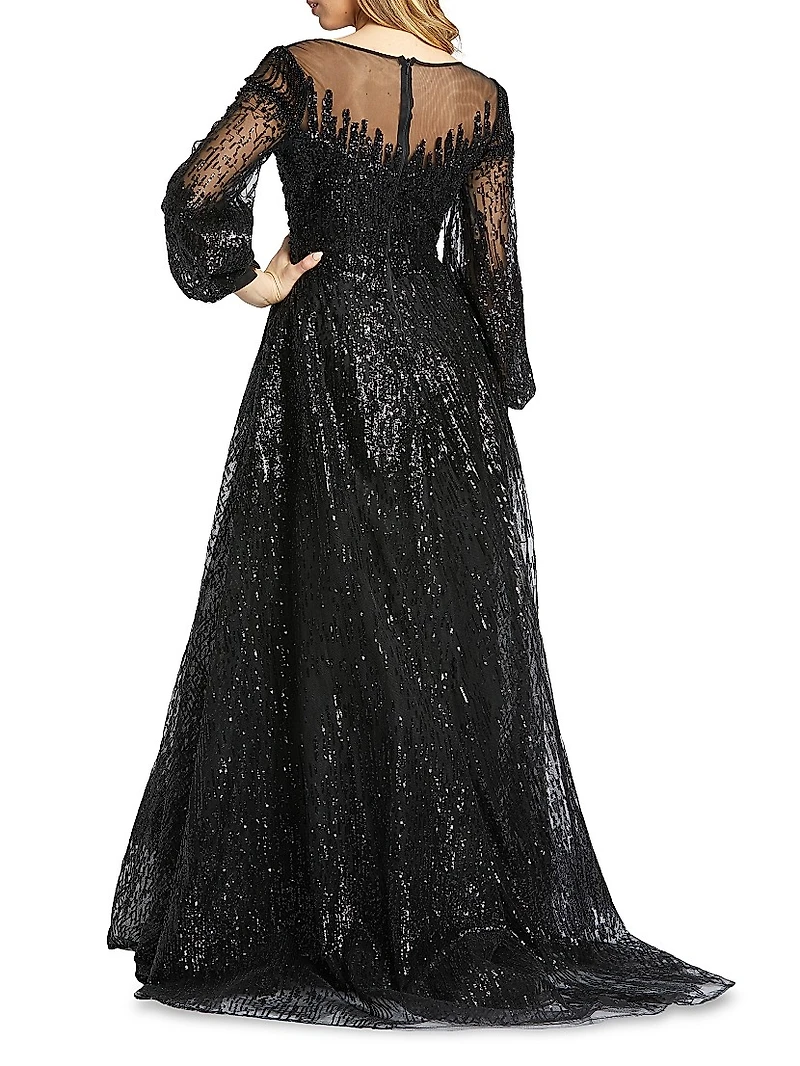 Beaded Fit-&-Flare Gown