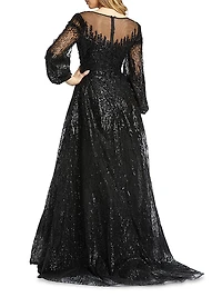 Beaded Fit-&-Flare Gown