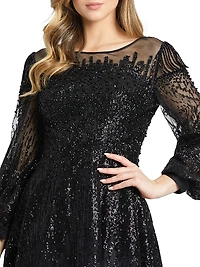 Beaded Fit-&-Flare Gown