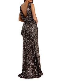 Ieena 1 Sequined Cowlback Gown