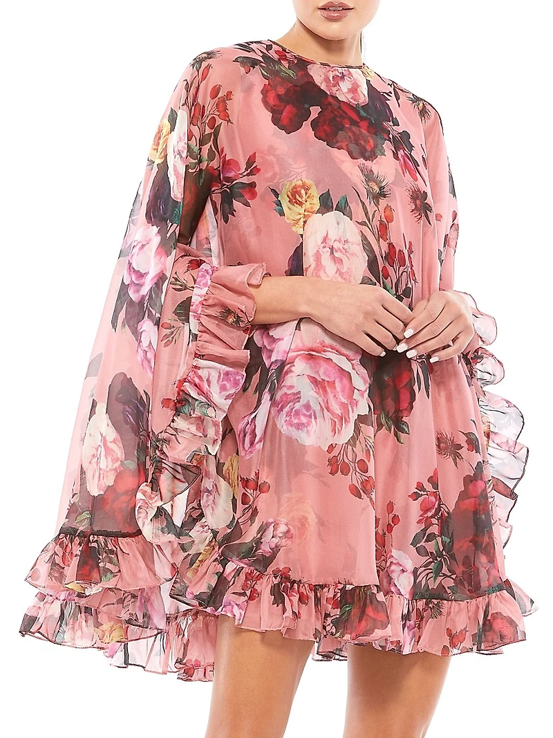 Ieena Floral Ruffle-Embellished Minidress