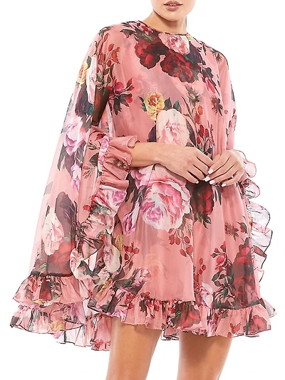 Ieena Floral Ruffle-Embellished Minidress