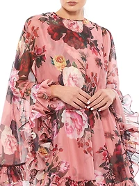 Ieena Floral Ruffle-Embellished Minidress