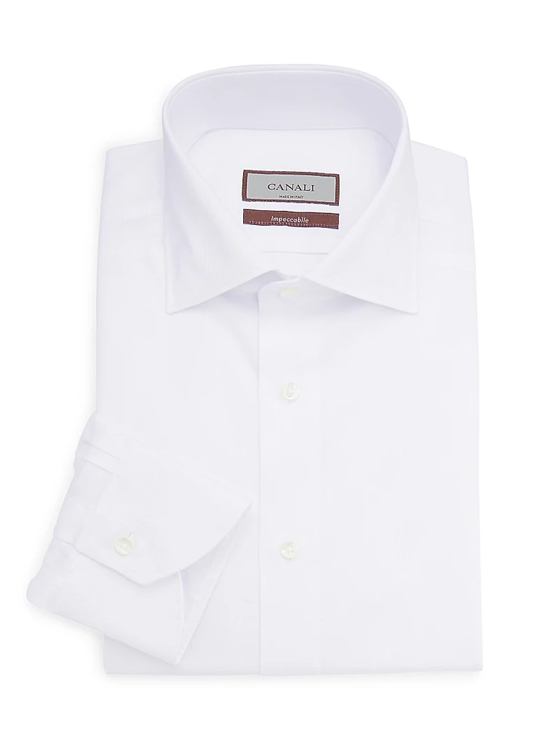 Solid Microtextured Dress Shirt