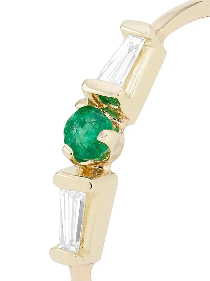 14K Yellow Gold, Emerald & Diamond Ring
