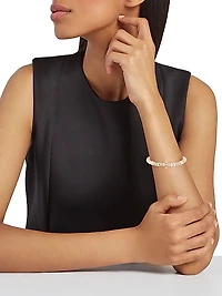 14K Yellow Gold, Pink Opal, & Diamond Beaded Bracelet